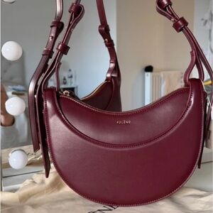 Polene Numéro Dix EDITION TEXTURED Burgundy Shoulder Bag
